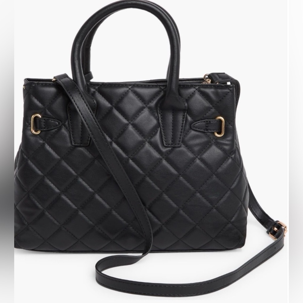 NWTđź’ŽBadgley Mischka Diamond Black Quilted Handbag Tote Purse w Lock Retail $139 - Picture 2 of 8
